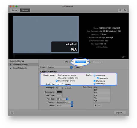 How to show keyboard key presses in Mac screen recordings